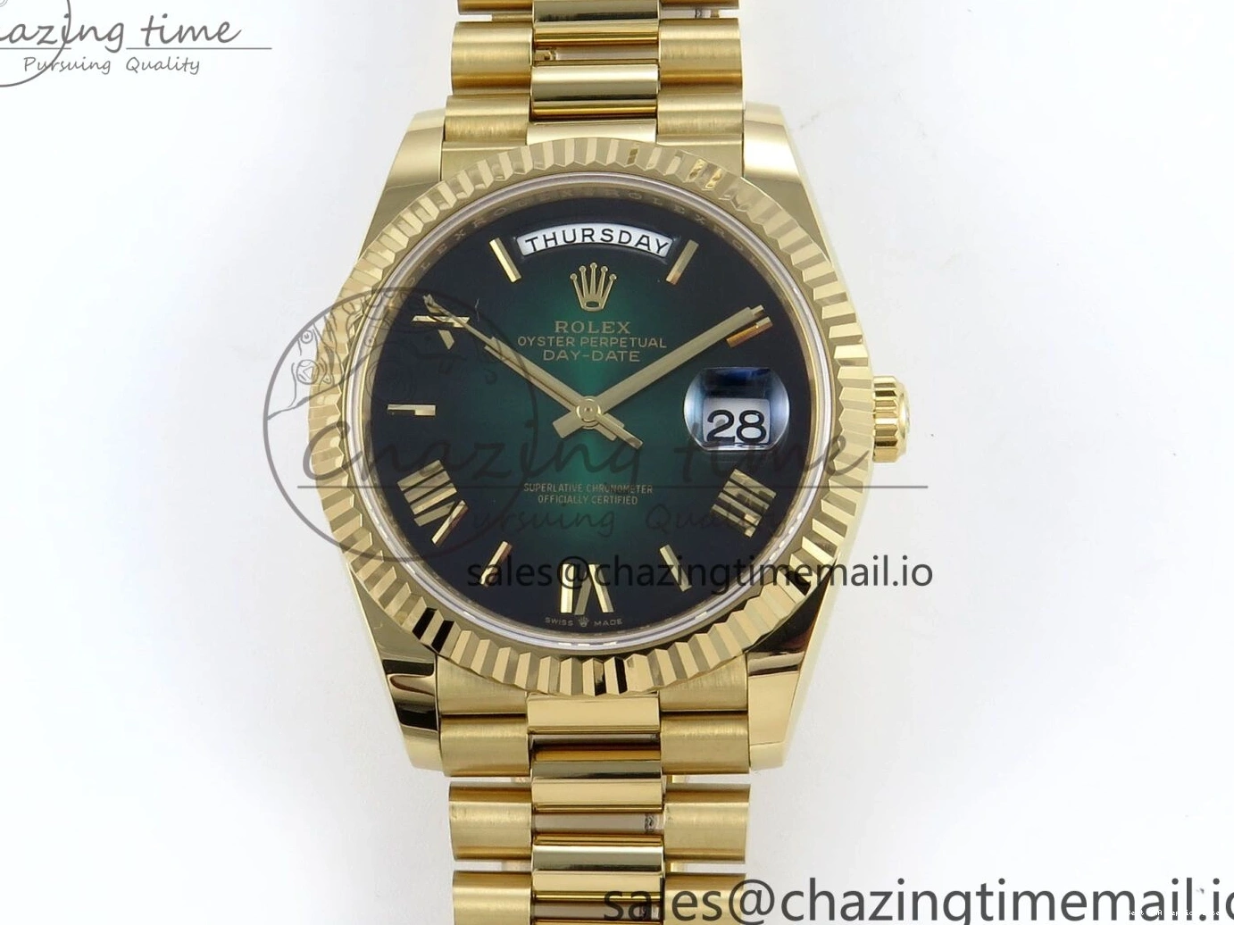 Best AAA Replica Sites Green Weight) 803 1:1 on Edition Effortless Bracelet 228238 (Gain Ombre Date President Noob Day 40 YG A2836 Roman Dial Best 1226